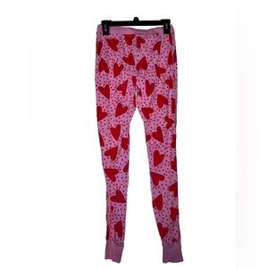 Women’s Hanna Andersson Pink Heart Drawstring Long Pajama Pants Tie Size Small
